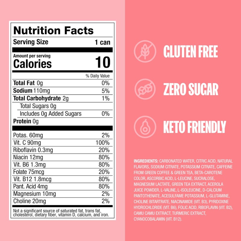 ZOA Zero Sugar Energy Drinks, White Peach - Sugar Free with Electrolytes, Healthy Vitamin C, Amino Acids, Essential B-Vitamins, and Caffeine from Green Tea - 12 Fl Oz (12-Pack) - Image 4